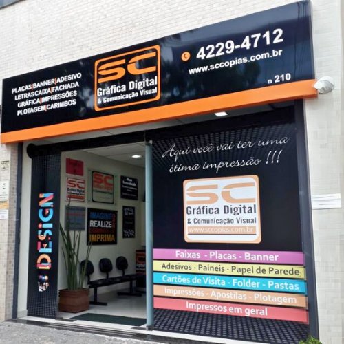 Fachada da SC Cópias em São Caetano do Sul - gráfica digital e comunicação visual