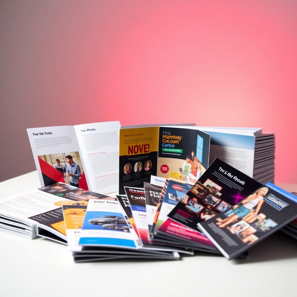 Folders, flyers e catálogos promocionais impressos