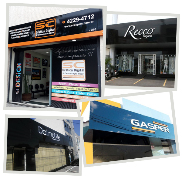Fachadas em ACM e letras caixa realizadas pela SC Cópias - comunicação visual em São Caetano do Sul